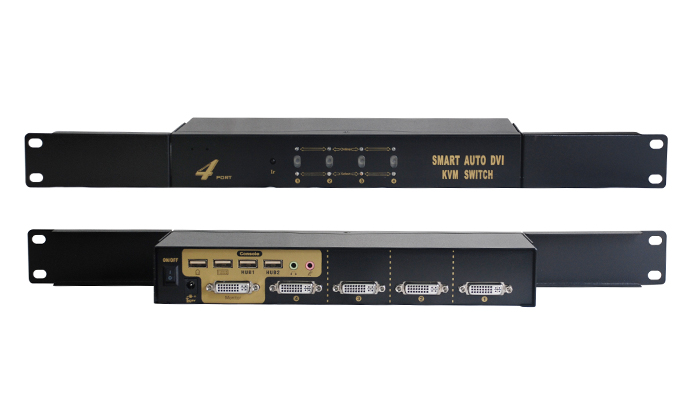 4端口机架型DVI KVM切换器，含音频，麦克风，USB2.0，4K*2K@30Hz(图1)