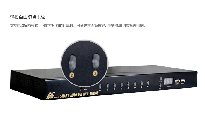 16端口机架型DVI KVM切换器，含音频，麦克风，USB2.0，4K*2K@30H(图3)