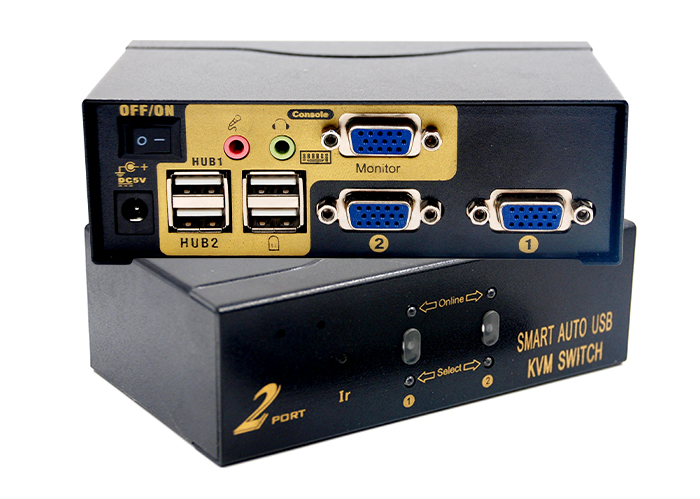 2端口桌面型VGA KVM切换器，含音频，麦克风，USB2.0，1920*1440(图1)